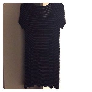Black dress with white horizontal stripes. Small.